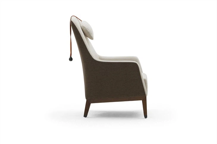 Luxury Villa High Back Lounge Sofa Chair Hotel Lobby Leather Wing Chair